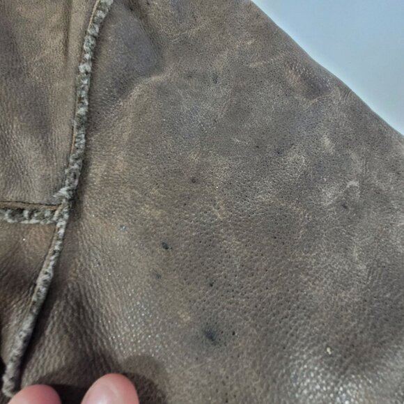 Men's Guess Leather Frontier Sherpa Fleece Lined Jacket Coat Sz Large Brown READ - Picture 9 of 16